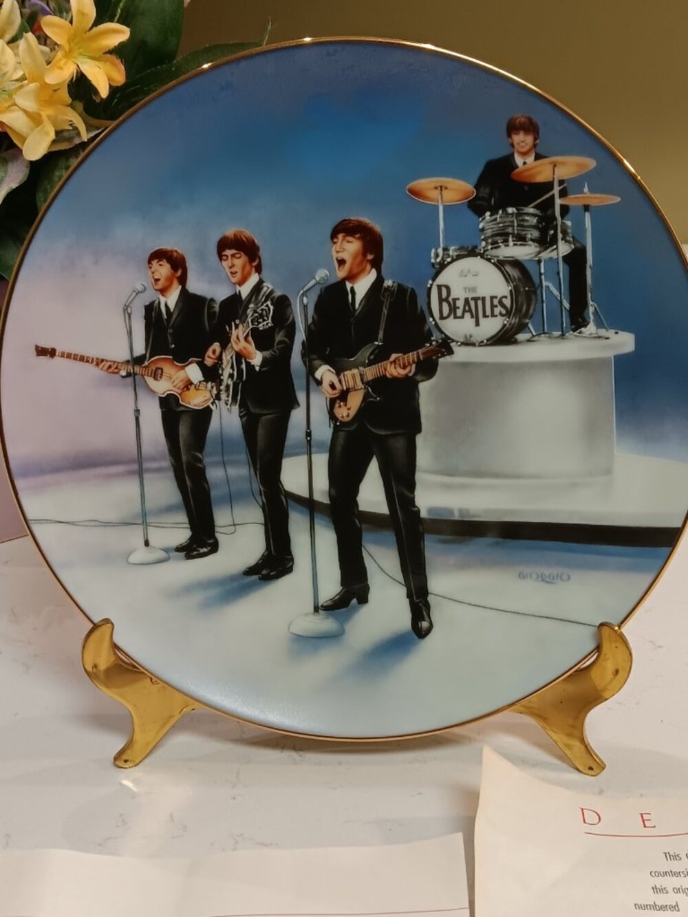 Vintage 1991 Beatles Numbered Collector Plate W/ Certificate - "Live In Concert"